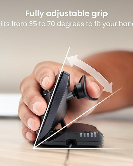 Contour Unimouse Ergonomic Vertical Mouse Adjustable 35°-70° Tilt Angle, 6 Programmable Buttons for Productivity, Customizable Thumb Rest for Wrist Pain Relief | Plug & Play Mac/PC - Wired - Right