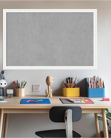 Amanti Art White Framed Magnetic Board 22x34 Large Vision Board for use with Magnets, 100% Metal Sheet to Display Items as Office Decor or for Home Organization in mudroom, Kitchen or Kids Room