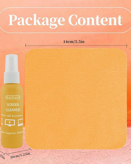 4-Pack Eye Glass Lens Screen Cleaning Kit - Safe for All Screens Including Laptop, Computer, PC, Monitor, Phone, iPhone, Tablet, iPad Smart TV, Car Display and Eyeglasses - Orange