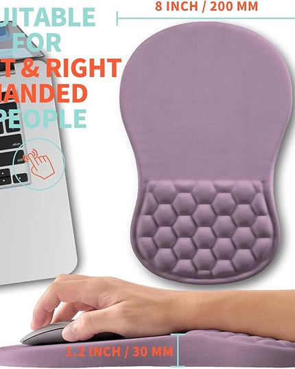 Ergonomic Mouse Pad Wrist Support with Memory Foam Massage Bulge, Carpal Tunnel Pain Relief Mousepad Wrist Rest for Mouse(12x8 inch, Purple)