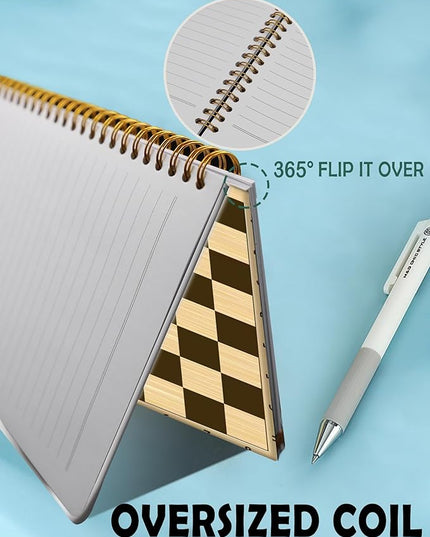 Spiral Journal Notebook for Women,A5 College Ruled Notebooks 6"x 8.4", 120 Pages (60 Sheets) Lined Journal with Premium Thick Paper,Perfect for School Office Home(Wooden Chess Board)