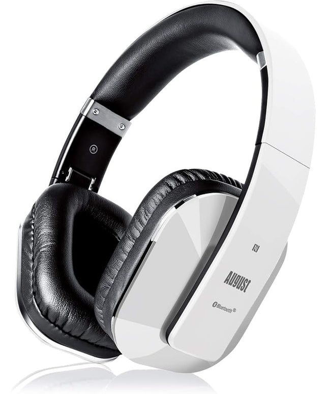 Over Ear Wireless Bluetooth Headphones with Mic - August EP650 - Custom App for Easy EQ Sound Control, aptX Low Latency, NFC, Rich Bass Clear Sound, 30 days Stand By High-Performance Comfort [White]