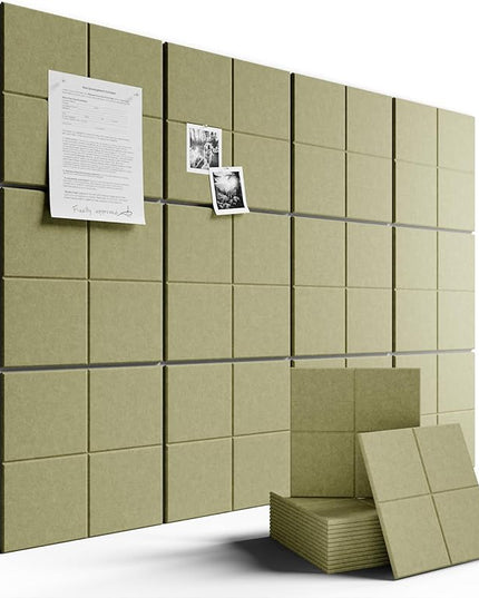 Fluxynara Large Felt Bulletin Board 48" x 36" Cork Board Alternative-12 Pack with 70 Safe Removable Adhesive Tabs, Cork Boards for Walls Cork Board for Home Office Classroom Pin Board (Olive Green)