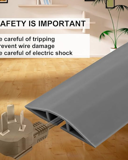 10Ft Floor Cord Cover Gray Silicone Cable Protector Easy to Install Wire Organizer and Hider for Home, Office, Garage (Gray-3m)