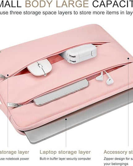 Voova 13 13.6 Inch Laptop Sleeve Case Compatible with MacBook Air 13 M1/M2/M3/M4 2020-2025, MacBook Pro 13/14, IPad Air/Pro 13, Waterproof Slim Computer Bag Cover with Handle, Sakura Pink