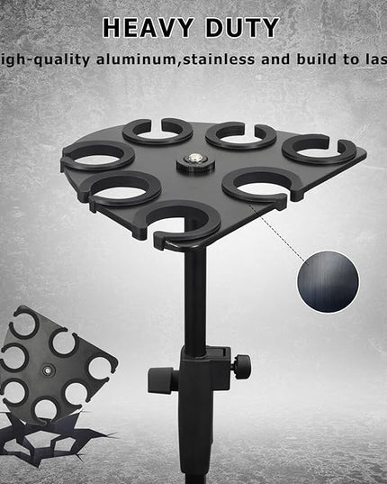 Joyvio Multi Mic Holder for Wired and Wireless Mics, Organizes Up to 7 Mics, Aluminum, Black