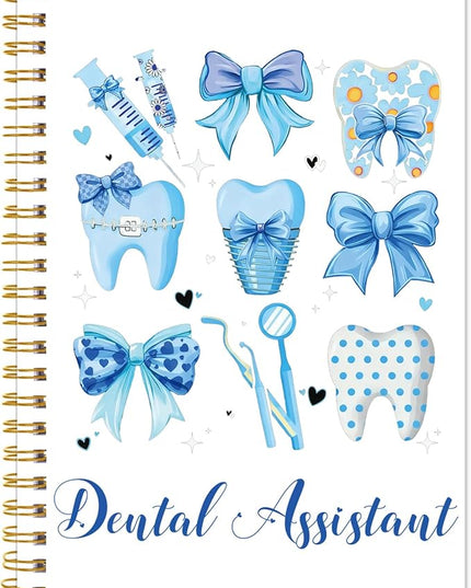 Dental Assistant Gift Notebook - Teeth Blue Bow Journal Dental Assistant Accessories Dentist Gifts for Women School Office Stationery Supplies for Students Teacher 5.5 x 8.3 Inches