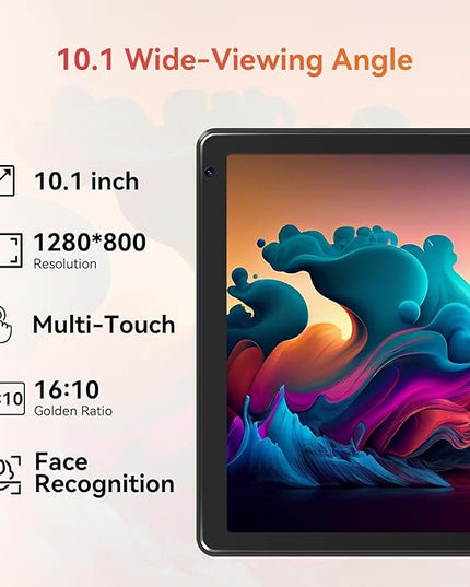 URAO Tablet,10.1" Android 15 Tablet with Octa-core Processor 24GB RAM 128GB ROM HD IPS Touchscreen 8H Battery, Wi-Fi 6, BT 5.0, Dual Camera, Android Tablets