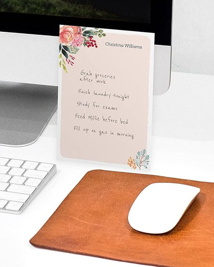 Bright Floral Personalized Sticky Note Pads / 4" x 6" Custom Sticky Notes/Set of 3 Modern Pads / 50 Sheets Per Pad