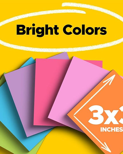 Post-it Super Sticky Notes, Assorted Bright Colors, 3x3 in, 15 Pads/Pack, 45 Sheets/Pad, 2X The Sticking Power, Recyclable, Multi-Color