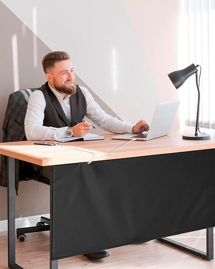 Under Desk Privacy Panel 47 in. Wide Modesty Panel for Desk - 17 in. Tall Desk Skirt for Office Desk with Cable Management Net Perfect for 48 in. Work Station