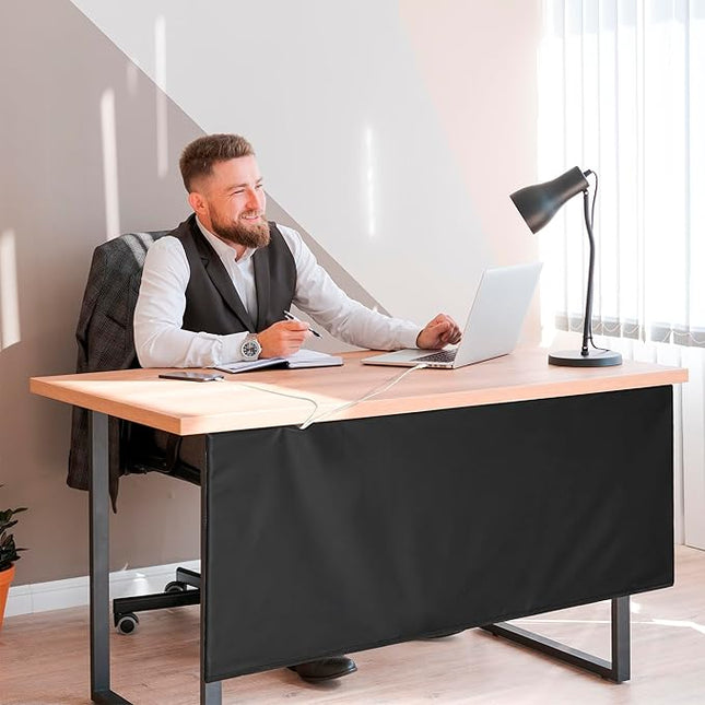 Under Desk Privacy Panel 47 in. Wide Modesty Panel for Desk - 17 in. Tall Desk Skirt for Office Desk with Cable Management Net Perfect for 48 in. Work Station