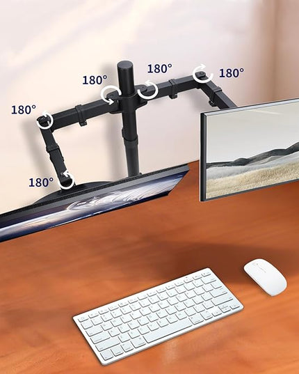 Monitor Desk Mount, Heavy Duty Adjustable Monitor Stand, Arm Desk Mount with C Clamp/Grommet Base (Dual Arms Fit 13"-32")