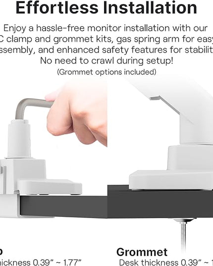 Pixio PS2S White Ultrawide Heavy-Duty Premium Single Monitor Arm Stand Desk Mount - Fits up to 49 inches Monitors, Weights up to 39lbs Flat / 31lbs Curved, Compatible with VESA 75x75 100x100mm