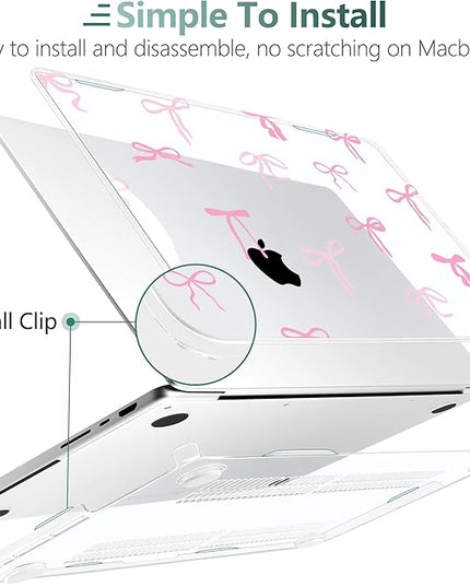 DONGKE Case for M5 MacBook Pro 14 inch 2025 2024-2021 M4 M3 M2 M1, Plastic Hard Shell Cover Compatible with A3434 A3112 A3401 A3185 A2992 A2779 A2442, Retina XDR Display & Touch ID, Pink Bows