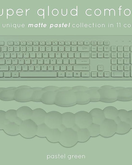 Qloud Cloud Wrist Rest Keyboard Wrist Rest for Computer Keyboard Pad, Cloud Keyboard Wrist Rest, Wrist Pad for Keyboard, Memory Foam, Non Slip Base, Comes with Mouse Pad - Pastel Green