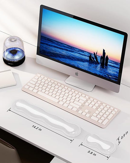 Gel Keyboard and Mouse Wrist Rest Set, Comfort Ergonomic Wrist Support, for Wrist Pain Relief, Computer Keyboard Wrist Rest (Transparent)