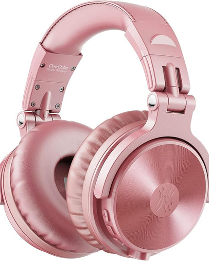 OneOdio Bluetooth Over Ear Headphones, 110 Hrs Wireless/Wired Stereo Sound Foldable Headsets with Deep Bass 50mm Neodymium Drivers for PC/Phone/Tablet - Studio Wireless Pro C, Rose Gold