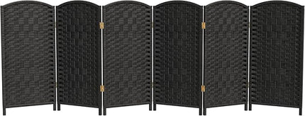 Red Lantern 3 ft. Short Diamond Weave Fiber Folding Screen - Black - 6 Panel