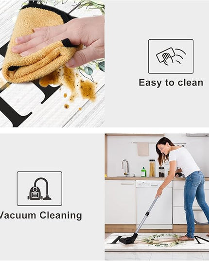 KIMODE Kitchen Mats Cushioned Anti Fatigue 24" x 71", Farmhouse Kitchen Rugs Runner Stain Resistant, Wide Ergonomic Standing Long Non Slip Waterproof Kitchen Floor Mat for Sink Laundry, White