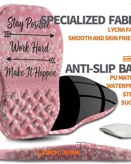 Ergonomic Slope Mouse Pad Wrist Support, Wrist Rest Mousepad for Carpal Tunnel Pain Relief with Massage Bulge and Slow Rebound Memory Foam (12x8 inch, Pink Stay Positive)