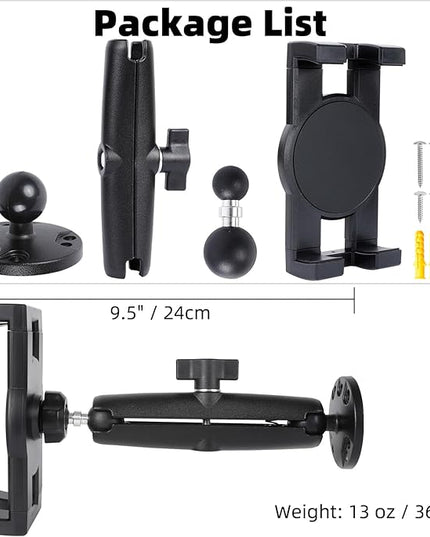 FPN Dashboard Mount Tablet Holder for Truck, Heavy Duty Drill Base with Aluminum Arm Tablet Mount for Car, Wall, Boat, Desk, Compatible with iPad Pro Air Mini, 4.7-12.9″ Tablets and Phones (PTM-27)