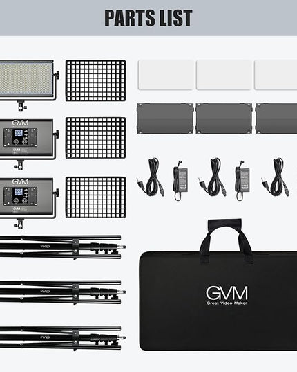 GVM 1500D RGB LED Video Light with Softbox, 75W Video Lighting Kit with Bluetooth Control, 3 Packs Led Panel Light for Photography, YouTube Studio, Broadcasting, 18 Kinds Lighting Scene
