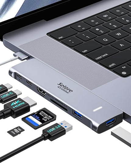 USB C Adapter HDMI Hub for MacBook Pro/Air M1 M2 M3 2024 2023 13" 15" 16",Mac USB Adapter 7-in-2, MacBook Accessories with HDMI,Thunderbolt 3, USB C and 2 A 3.0 Data Ports, SD&microSD Card Reader