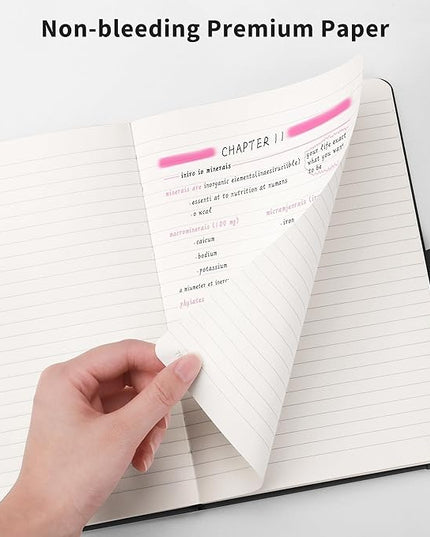 RETTACY Lined Journal Notebook, 192 Numbered Pages, A5 Medium Size (5.7'' x 8.3''), for Men & Women, Journaling, Writing, Work & Office, Leather Hardcover, 100 GSM Thick Paper (Rose Gold)