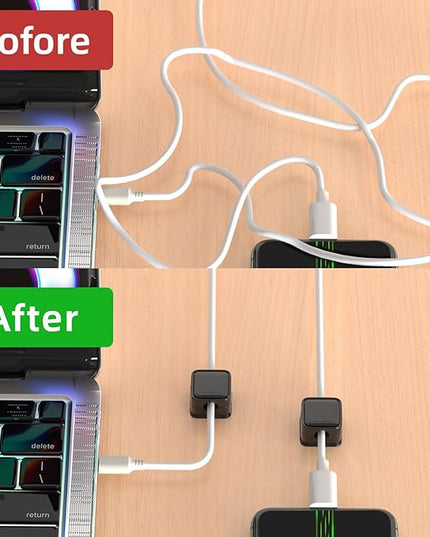 16 Pack Magnetic Cord Organizer Holder,Strong Adhesive Desk Cable Management Easy Open,Organize Phone Charging Cords Wire Holder Organizer Neatly for Home,Office,Car,Desk,Nightstand-Black