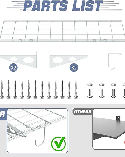 WALMANN 2-Pack Garage Wall Shelves, 1 x 4 ft/12 * 48 inch Wall Mounted Storage Shelves for Garage Heavy Duty Floating Shelf, Holds Up to 220 lbs(White)