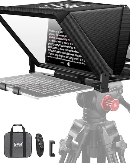 GVM 12" Teleprompter kit with Remote Control & App, Collapsible Teleprompter for iPad Tablet Phone DSLR Camera, Prompter with Carry Case, HD Refective Display, for Video Recording/Vlogger
