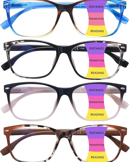 CLASAGA Progressive Multifocus Reading Glasses for Women, Pattern Print Blue Light Block Stylish Ladies Computer Readers