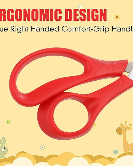 BURVAGY 12Pack 5.5" Safety Small School Kids Student Round Blunt Tip Craft Scissors Bulk, Stainless Steel Blades Comfort Grip Scissors for Kid Children Kindergarten Cutting Paper