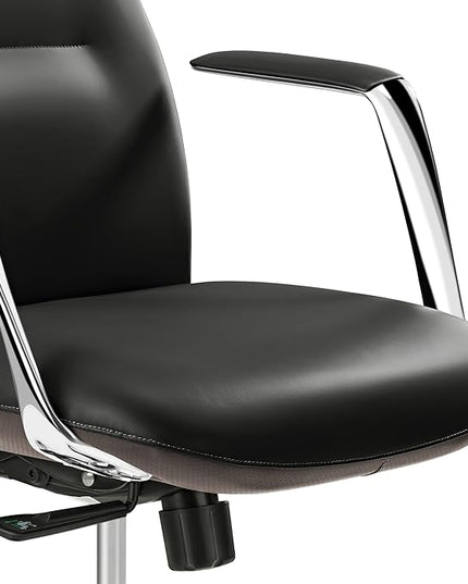 EUREKA ERGONOMIC Royal Slim Executive High Back Black Leather Office Chair, Home Desk Chair for Adults, Big and Tall with Wheels, Swivel Rolling
