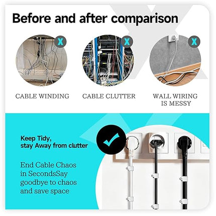 200PCS Cable Staples,10mm 8mm Cable Clips White,Wire Wall Clips with Steel Nails,for Round Ethernet Cable Tacks Electrical Wire TV Cable Speaker Wire Coax Clips (100Pcs 10mm+100Pcs 8mm)