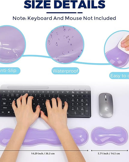 Gel Wrist Rest for Keyboard and Mouse, Wrist Rest for Keyboard, Mouse Wrist Support, Pain Relief, Cool Touch, Non-Skid, Keyboard Wrist pad