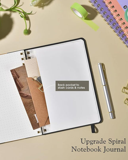 Dotted Spiral Journal Notebook, A5 Hardcover Spiral Journals for Women Men, 100 GSM Dot Grid Paper Notebooks, 150 Pages Spiral Bullet Dotted Notebook for Writing Note Taking 5.75" x 8.38" Black