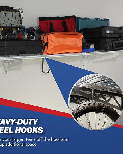 12" x 36" Wall Shelves (Two Pack with Hooks)