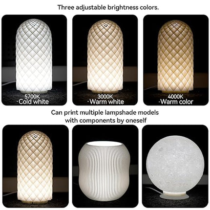 5Pcs LED Lamp Kit 001 Three Colors and UL 5V1A USB Charger for Bambu Lab H2D/X1/P1P/A1 mini Makerworld for anycubic Makeronline 3D Printer Light DIY Hardware Model Spare Parts, 3000K Warm Light