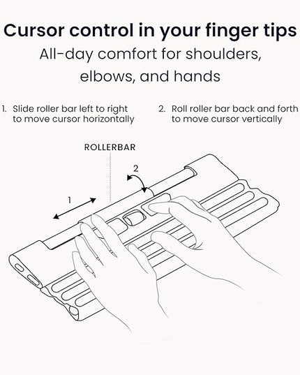 Contour Design Rollermouse Go - Portable Wireless Roller Mouse for Carpal Tunnel Relief, Compact Mouse with Bluetooth & USB, Ambidextrous 5-Button Design, Lightweight Aluminum, Mac & PC Compatible