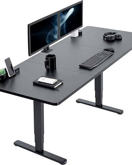 VIVO Electric 71 x 30 in Dual Motor Sit Stand Desk, Memory Height Adjustment, 2B Series, Black Top Black Frame, DESK-KIT-2B7B