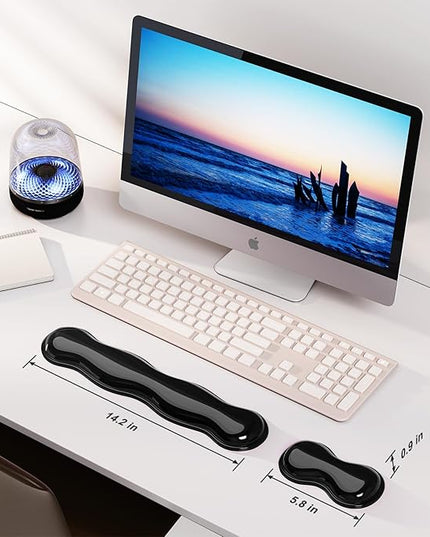 Gel Keyboard and Mouse Wrist Rest Set, Comfort Ergonomic Wrist Support, for Wrist Pain Relief, Computer Keyboard Wrist Rest (Black)