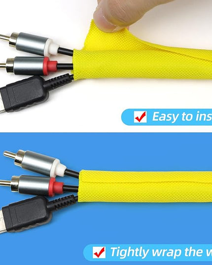 Automotive Wire Loom Tubing, Split Braided Cord Protectors from Pets No Chew, Flexible Cable Sleeve Cable Management for TV/Computer/Electric Wires (Yellow, 3/4"-25ft)