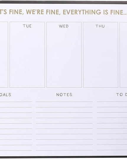 Graphique Weekly To Do Deskpad - It's Fine Design - 9.75" x 8", 80 Sheets, Themed Pages - Planner for College Students, Business Appointments, Great Gift