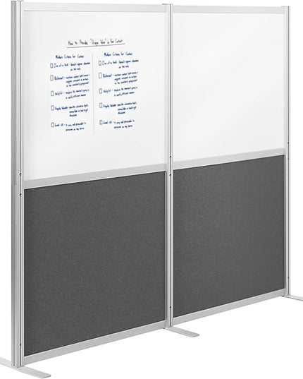 VIVO Modular Wall System, 2 PET and Whiteboard Panels, Professional Office Cubicle Dividers, Freestanding Privacy-Screen, 66 inches High, White and Dark Gray, PP-MWS63WB