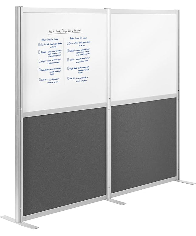 VIVO Modular Wall System, 2 PET and Whiteboard Panels, Professional Office Cubicle Dividers, Freestanding Privacy-Screen, 66 inches High, White and Dark Gray, PP-MWS63WB