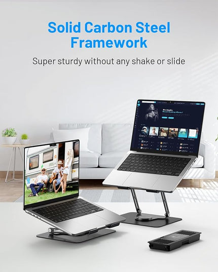 Metfut Laptop Cooling Pad with Detachable Fan & Thermoelectric Cooler, Adjustable Height & Angle, 360 Rotation Base, Carbon Steel Framework, Ultra-Quiet & Super Sturdy for up to 15.6” Laptop