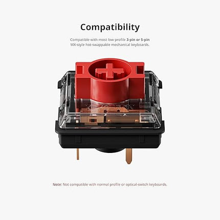 Keychron Low Profile Red Mechanical Switches - 110 PCS, Pre-Lubed, 1.3mm Fast Trigger, 45gf Light Force, Hot Swappable, SMD-LED Compatible, Dustproof Wall, Smooth Rebound for Low Profile Keyboards