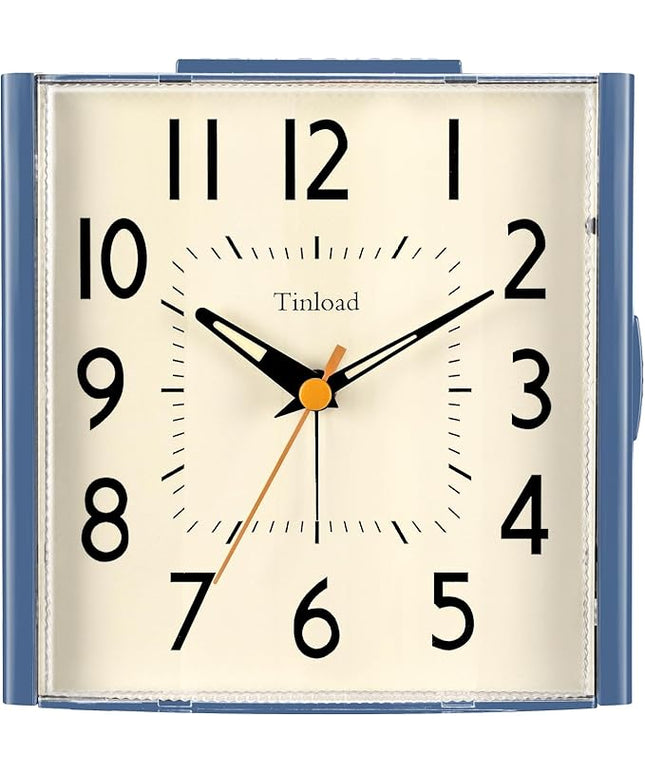 Tinload 4.7" Large Vintage Retro Analog Alarm Clock, Super Silent Non Ticking Clock with Manual Light, Snooze, Battery Operated, Simply Design, for Living Room, Bedroom, Bedside, Desk, Gift Clock